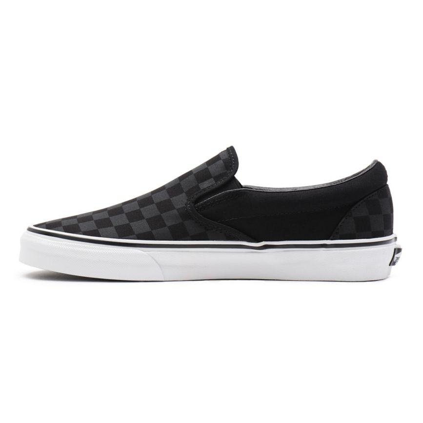 Black Vans Checkerboard Classic Slip-On Shoes | VN478X7UU25