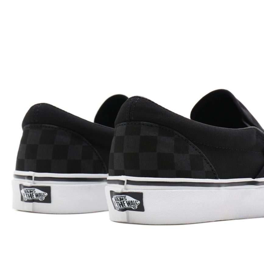 Black Vans Checkerboard Classic Slip-On Shoes | VN478X7UU25