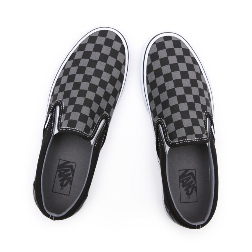 Black Vans Checkerboard Classic Slip-On Shoes | VN949H2ZN35