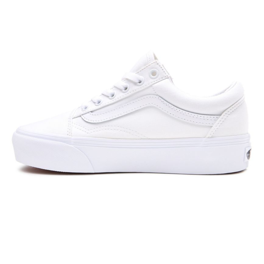 White Vans Old Skool Platform Shoes | VN175M5UX57